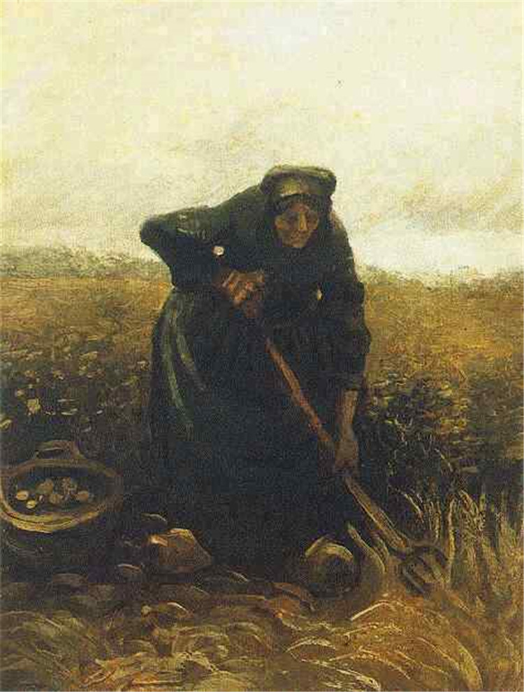 Woman Lifting Potatoes Vincent Willem Van Gogh Oil Painting